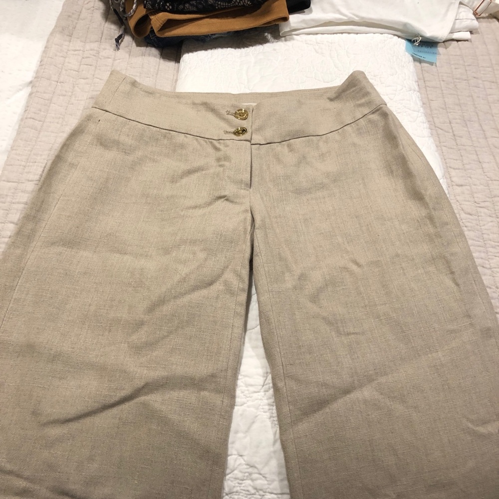 Linen wide leg dress pants